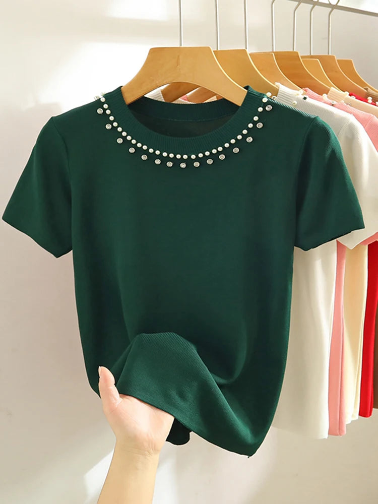 Knitted T-shirt Women Top