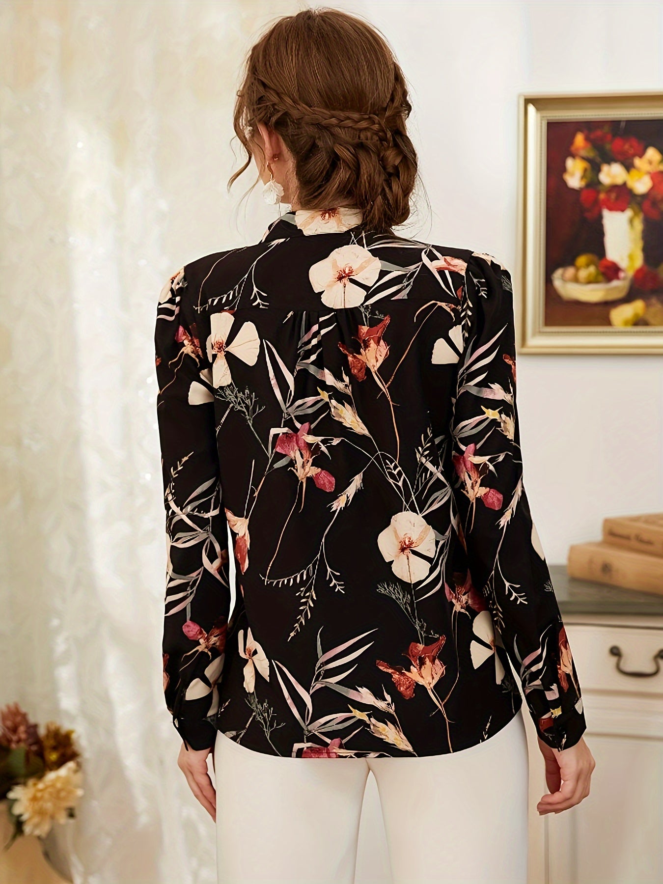 Floral Print Button Front Shirt