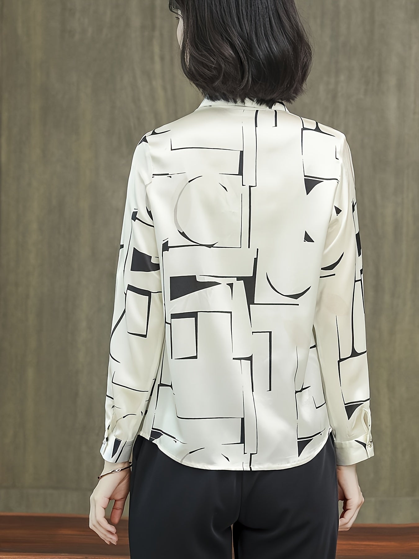 Geo Print Button Front Shirt