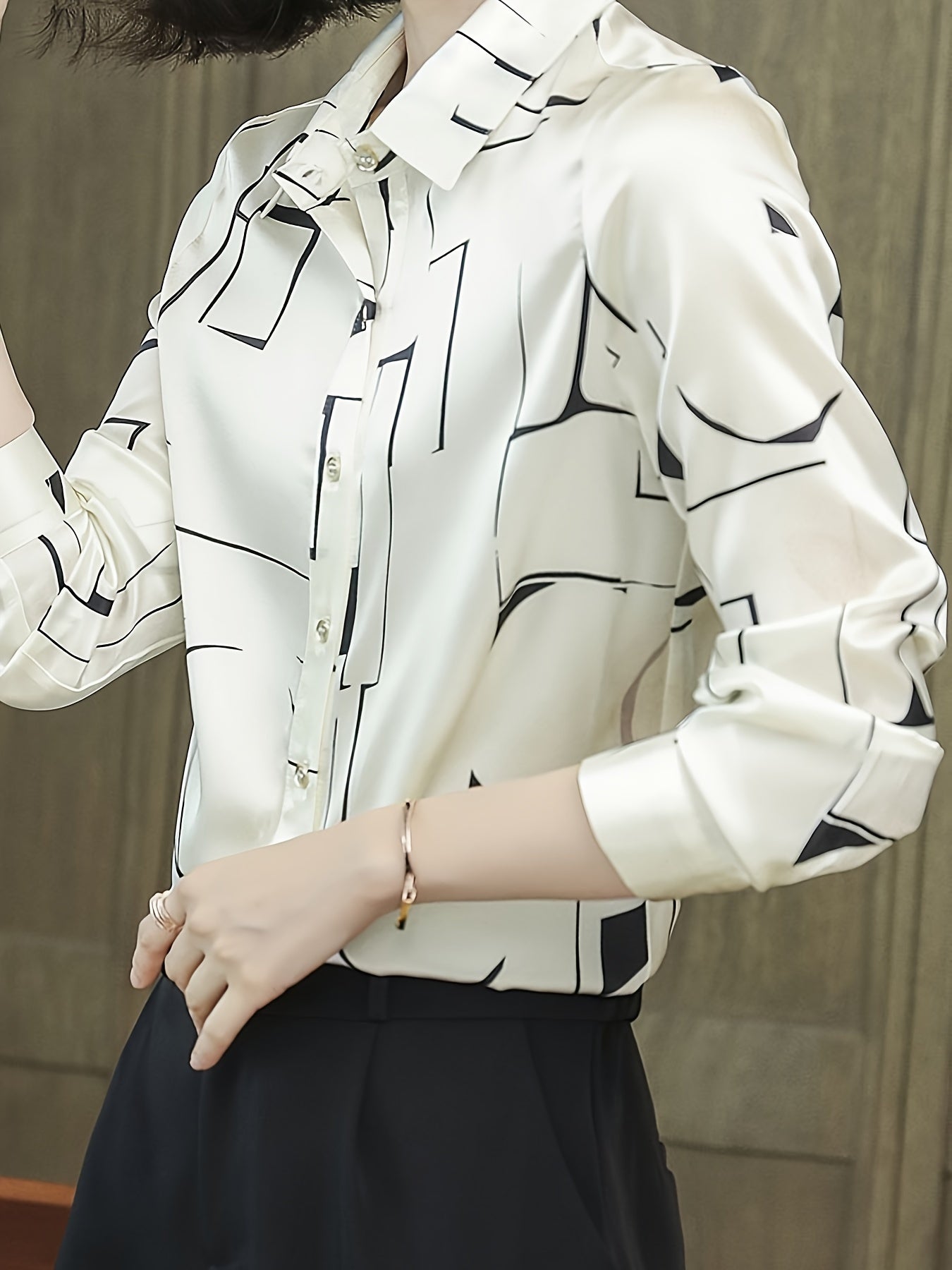 Geo Print Button Front Shirt