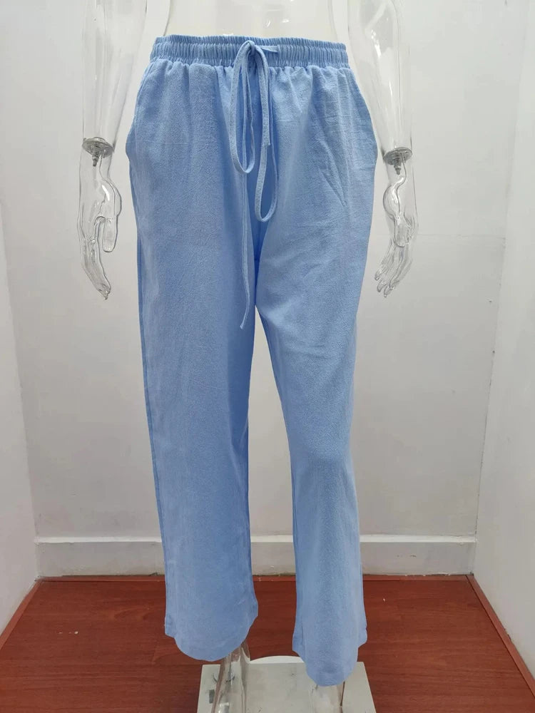 Summer and Autumn Women Cotton Linen Pants