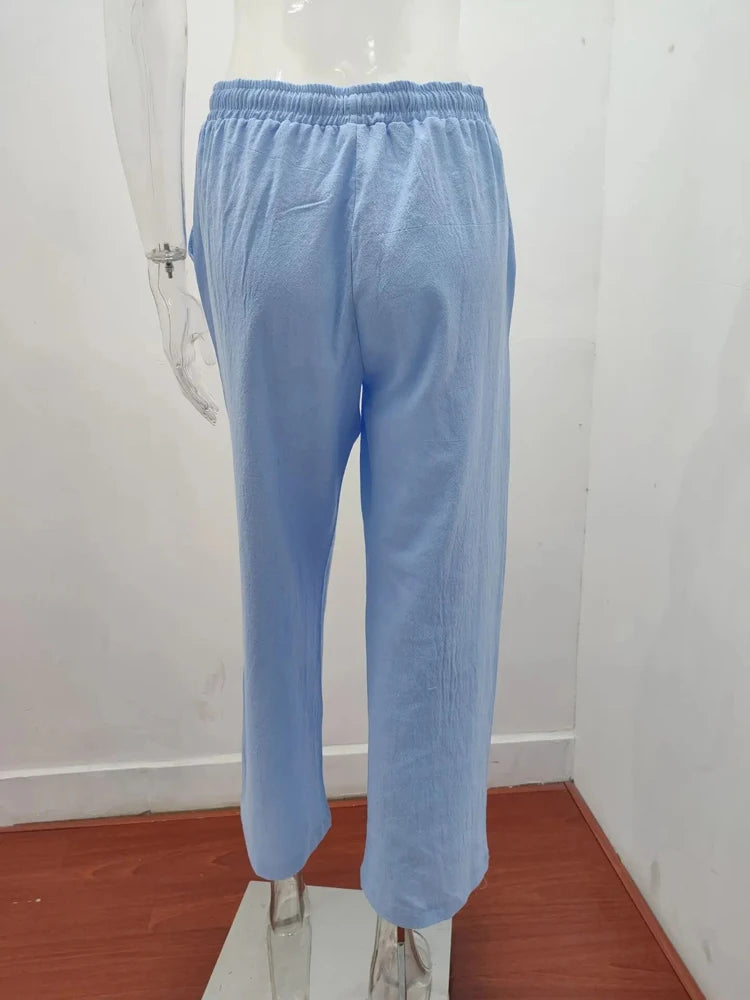 Summer and Autumn Women Cotton Linen Pants