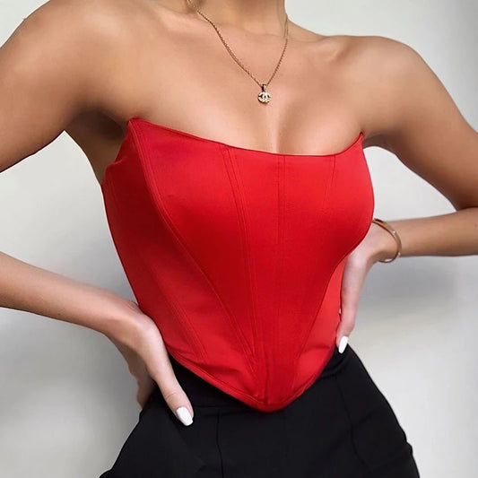 Sleeveless Off Shoulder Velvet Corset Crop Tops
