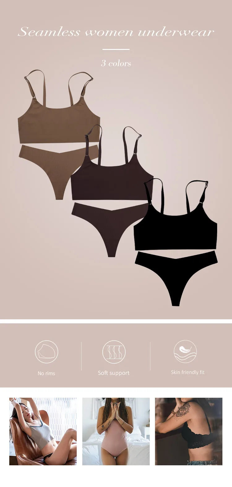 Ice Silk Seamless  Underwear Set