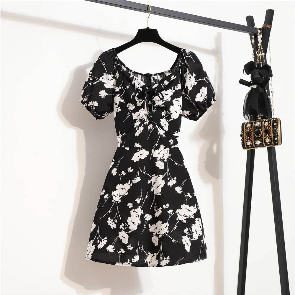 Floral Chiffon Mini Dresses