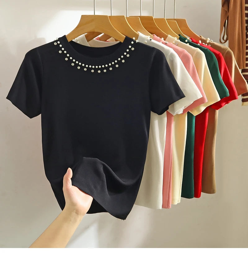 Knitted T-shirt Women Top