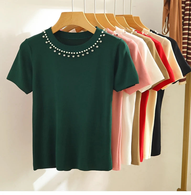 Knitted T-shirt Women Top