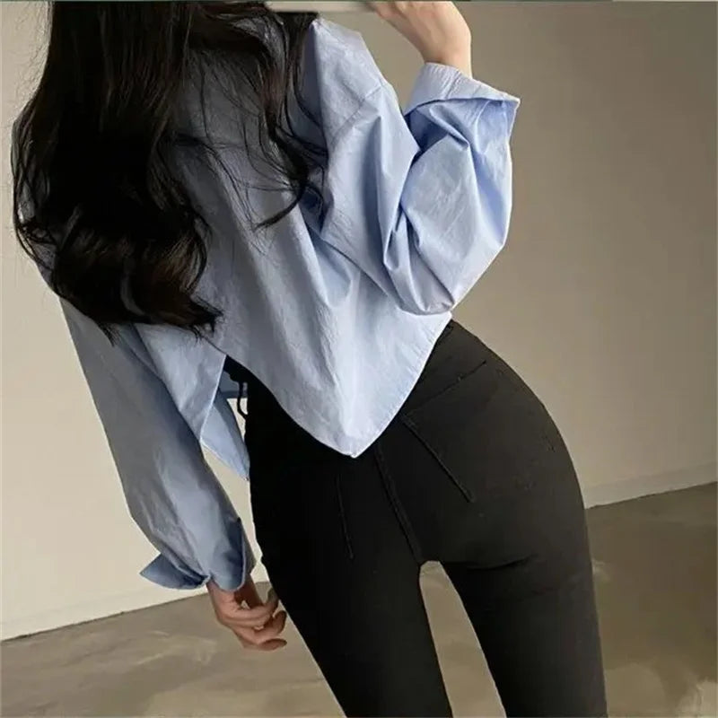 Casual Long Sleeve Women White Shirt