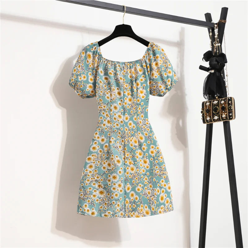 Floral Chiffon Mini Dresses