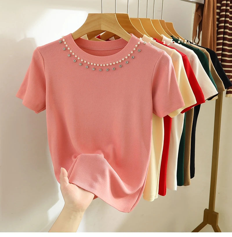 Knitted T-shirt Women Top