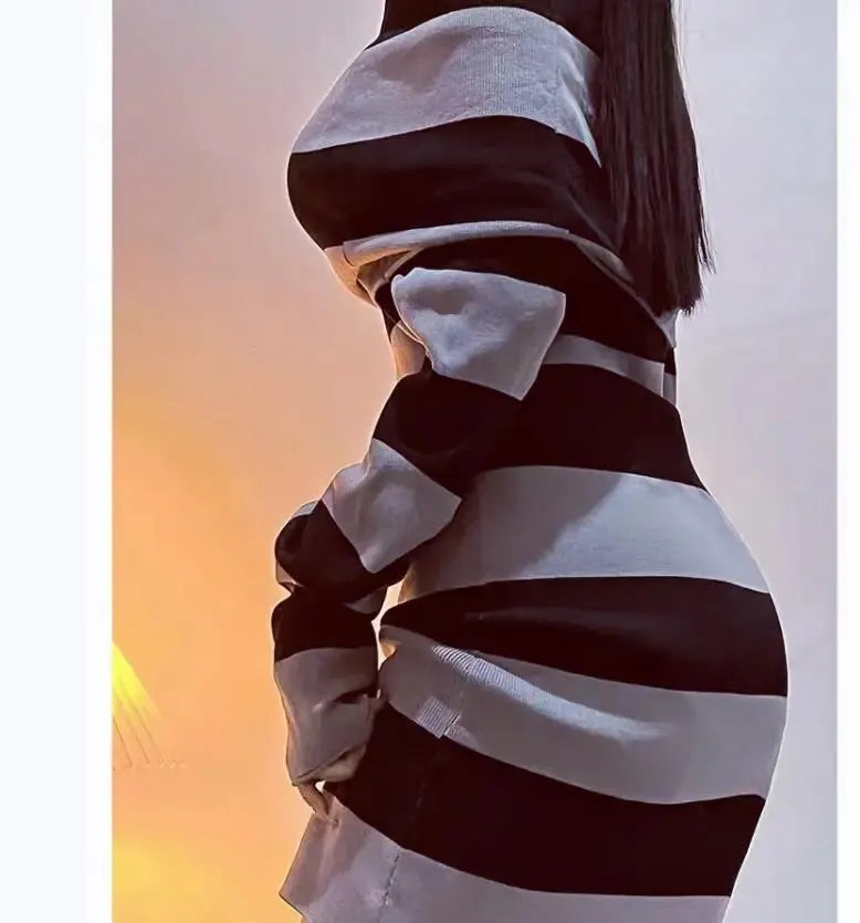 Women Striped Mini Bodycon Dress