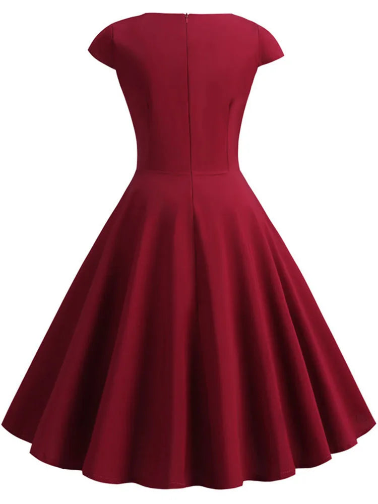 V Neck Vintage Robe Elegant  Mini Dresses