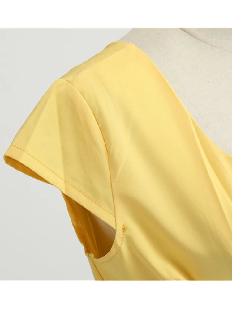 V Neck Vintage Robe Elegant  Mini Dresses