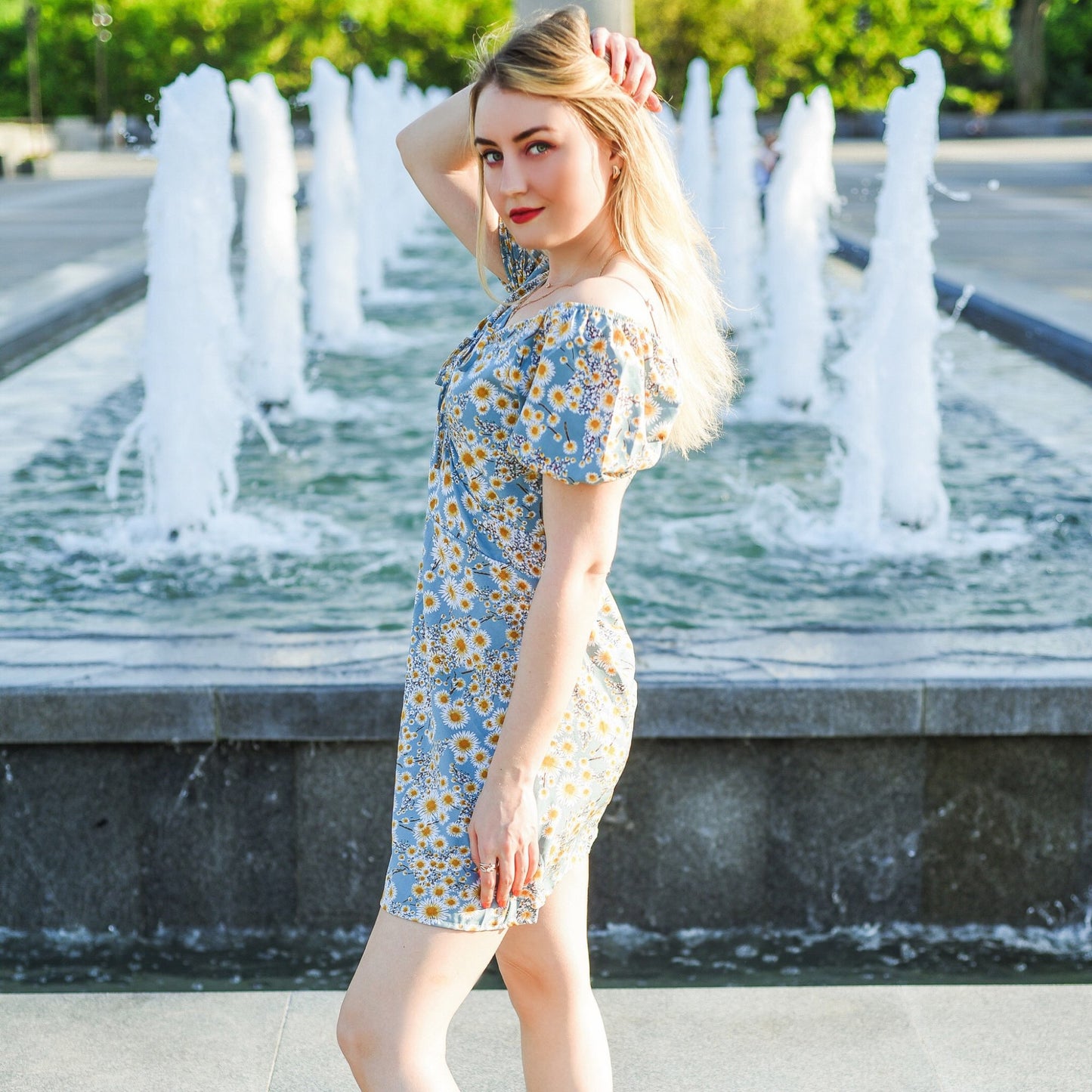 Floral Chiffon Mini Dresses