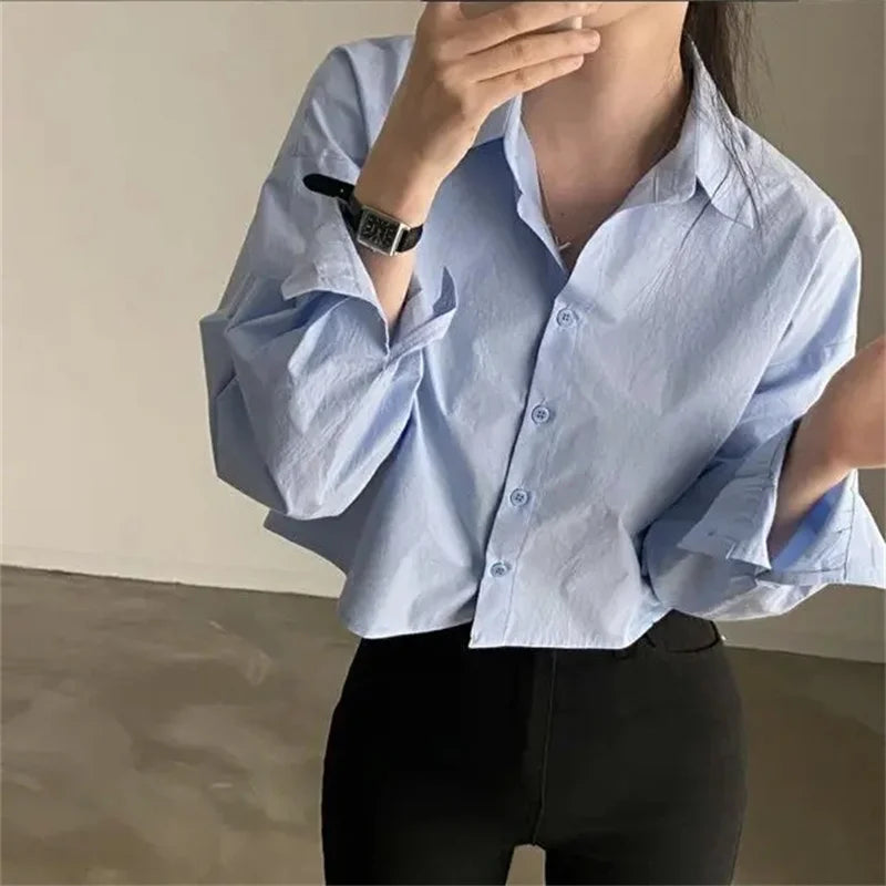Casual Long Sleeve Women White Shirt