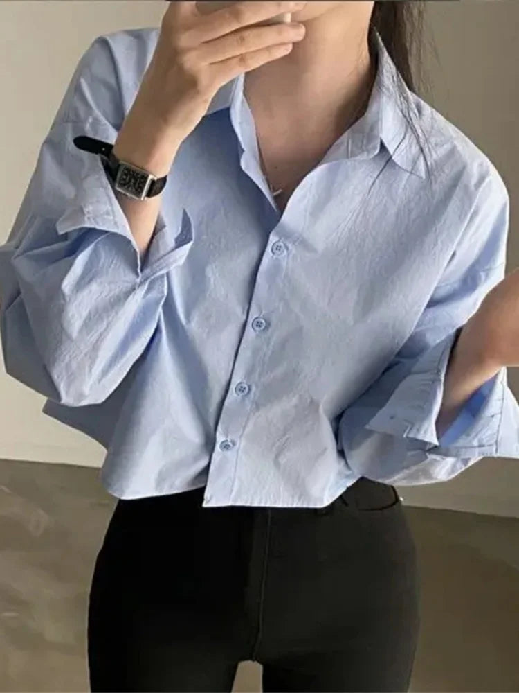 Casual Long Sleeve Women White Shirt