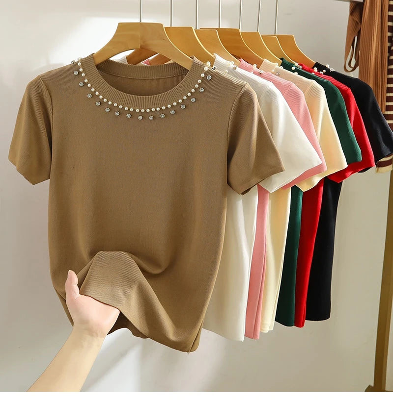 Knitted T-shirt Women Top