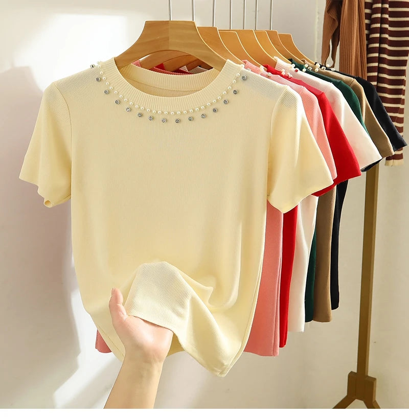 Knitted T-shirt Women Top