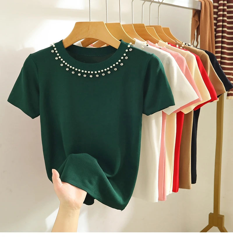 Knitted T-shirt Women Top