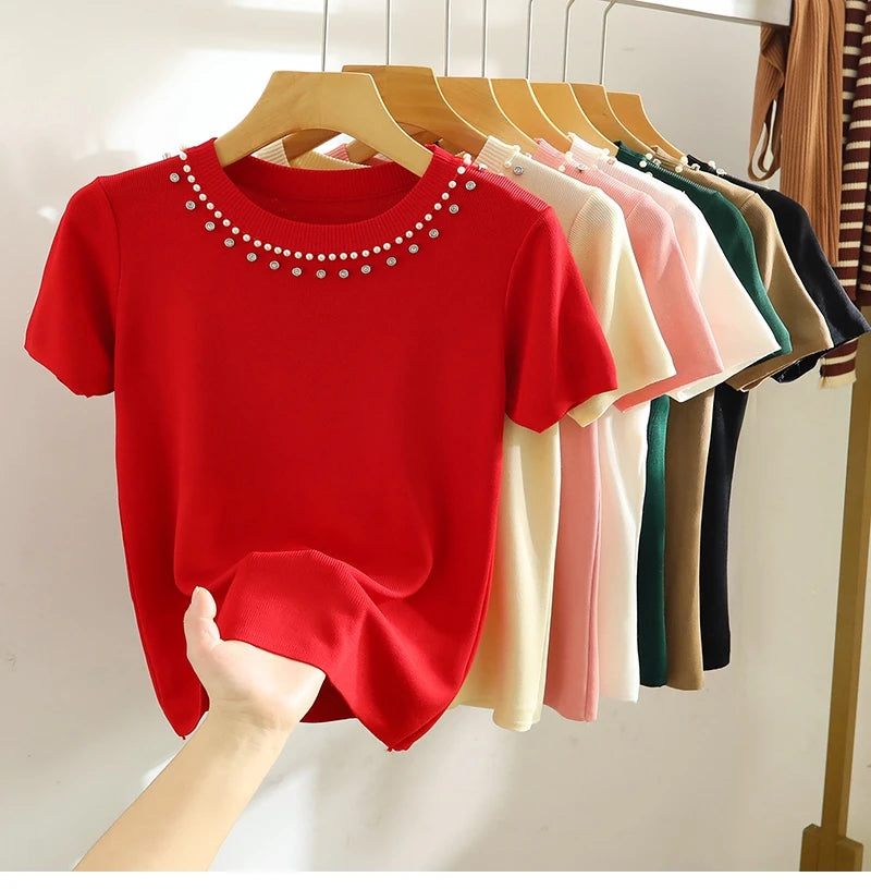 Knitted T-shirt Women Top
