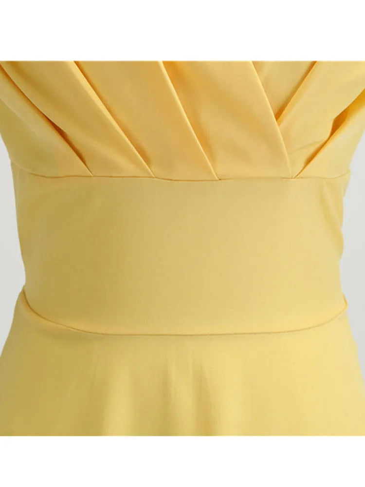 V Neck Vintage Robe Elegant  Mini Dresses