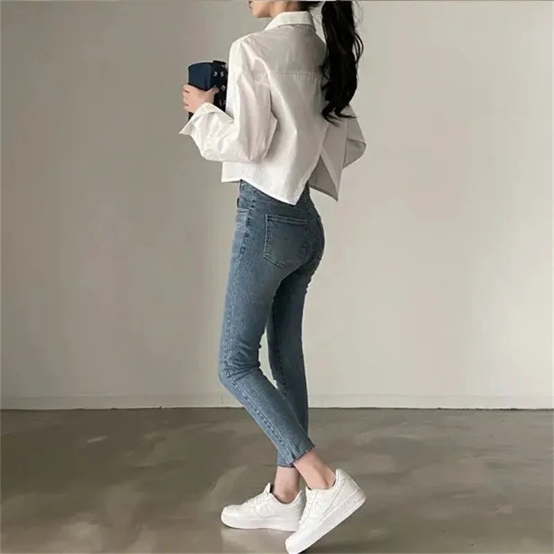 Casual Long Sleeve Women White Shirt