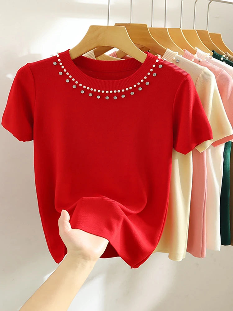 Knitted T-shirt Women Top