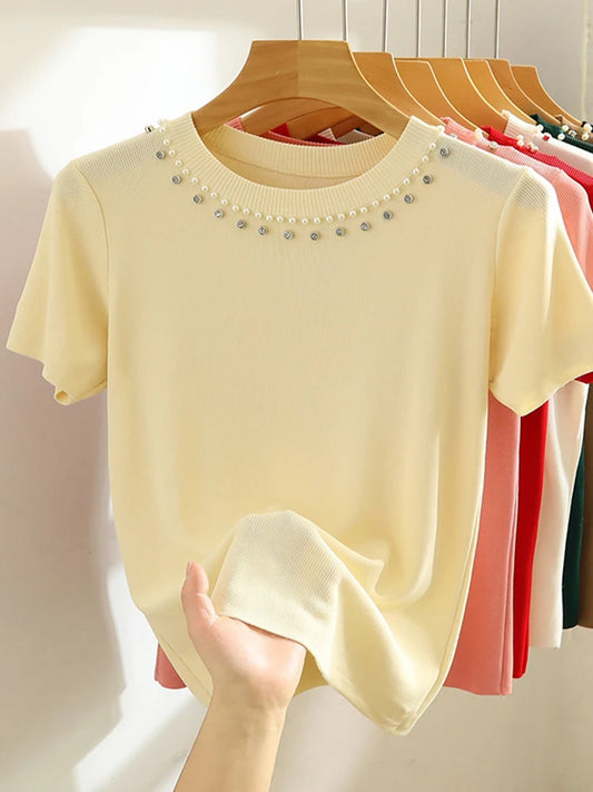 Knitted T-shirt Women Top