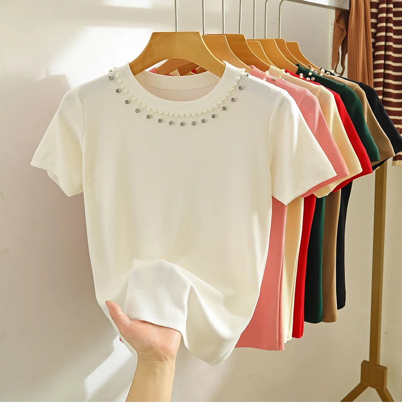 Knitted T-shirt Women Top