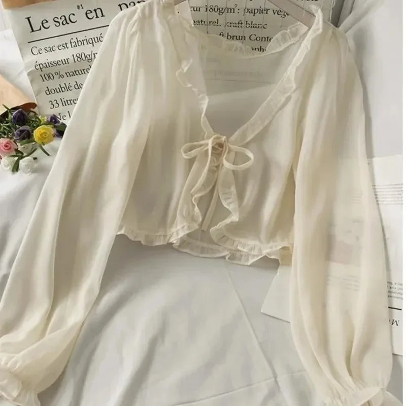 Casual Lace Bow Summer Sun Protection Tops