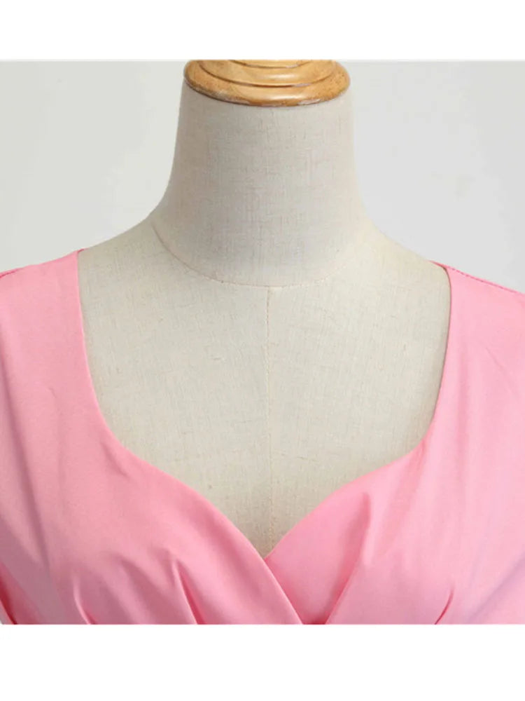 V Neck Vintage Robe Elegant  Mini Dresses