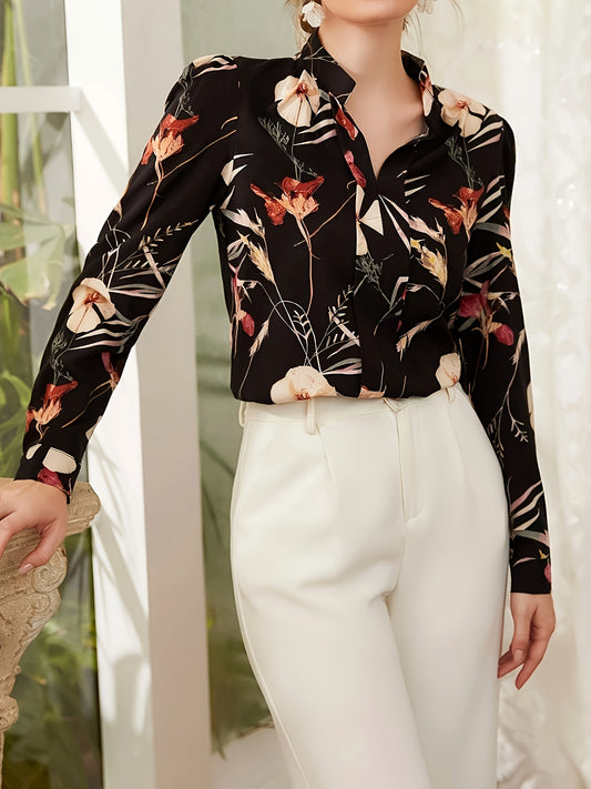 Floral Print Button Front Shirt